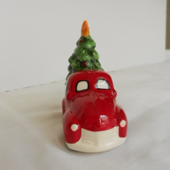 Christmas Tree & Red Truck Salt & Pepper Shakers Ceramic - Picture 2 of 10